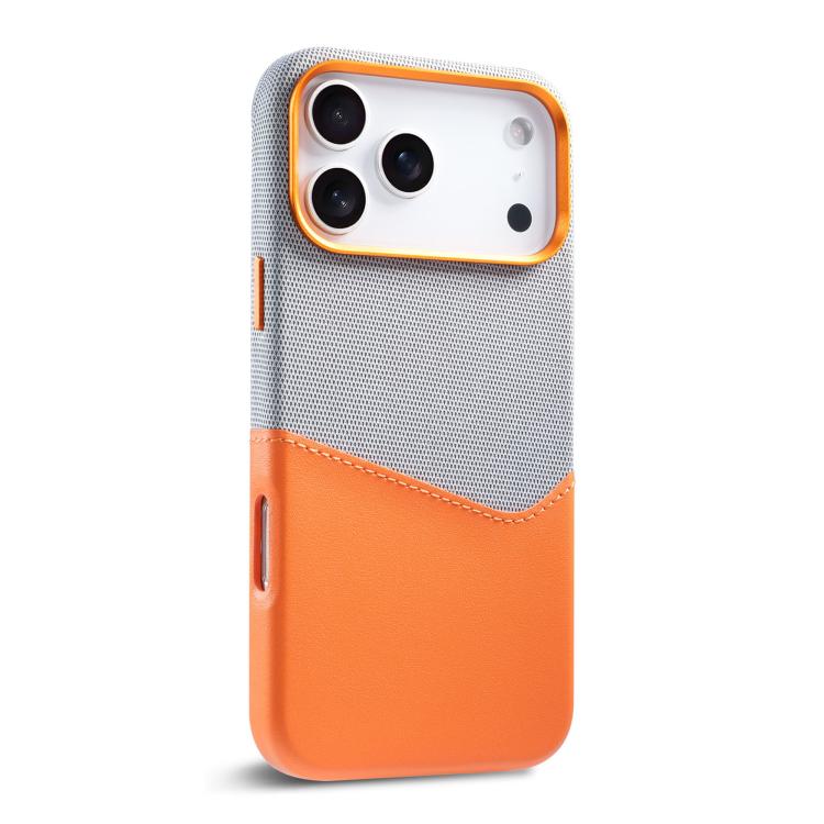 For iPhone 17 Pro Kalebol Cloth Textue Stitching Card Slot Magnetic Phone Case(Orange) - iPhone 17 Pro Cases by Kalebol | Online Shopping UK | buy2fix