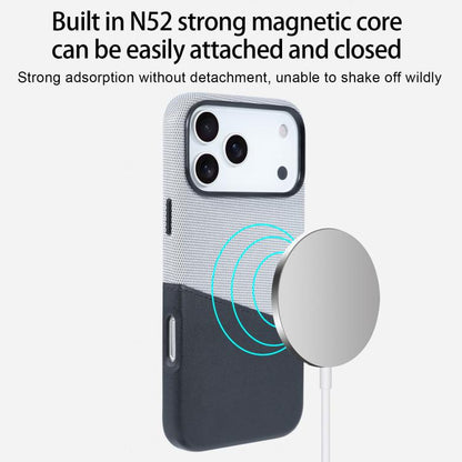 For iPhone 16 Pro Max Kalebol Cloth Textue Stitching Card Slot Magnetic Phone Case(Gray) - iPhone 16 Pro Max Cases by Kalebol | Online Shopping UK | buy2fix