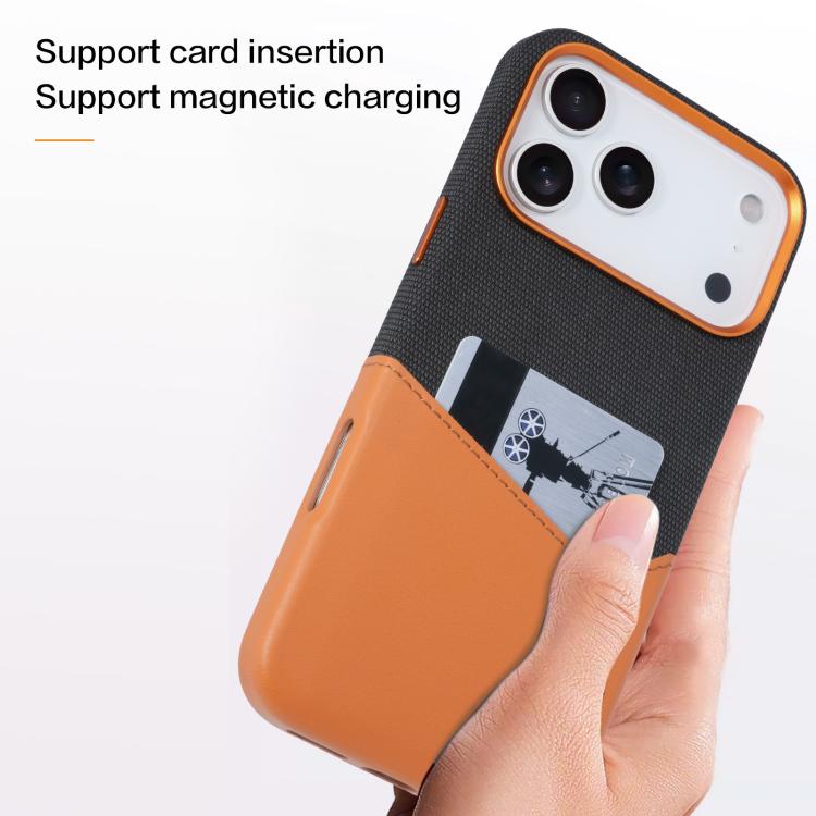 For iPhone 14 Kalebol Cloth Textue Stitching Card Slot Magnetic Phone Case(Pink) - iPhone 14 Cases by Kalebol | Online Shopping UK | buy2fix