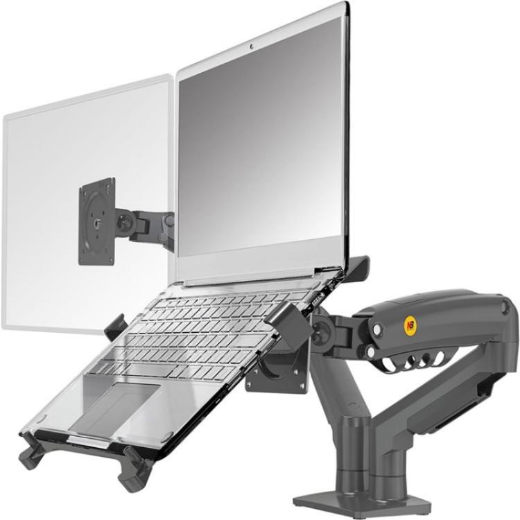 NORTH BAYOU F160-FP Tray Dual Arm Bracket Monitor Desk Mount Adjustable Laptop Holder(Black) - Laptop Stand by buy2fix | Online Shopping UK | buy2fix