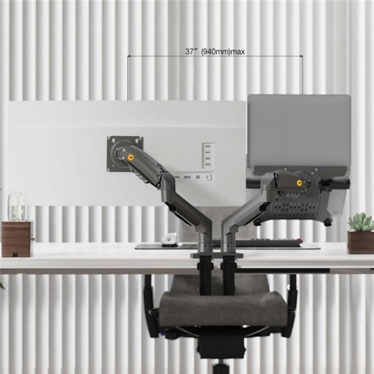 NORTH BAYOU F160-FP Tray Dual Arm Bracket Monitor Desk Mount Adjustable Laptop Holder(Black) - Laptop Stand by buy2fix | Online Shopping UK | buy2fix