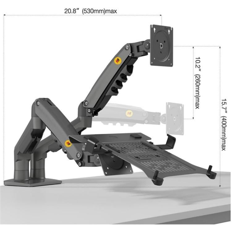 NORTH BAYOU F160-FP Tray Dual Arm Bracket Monitor Desk Mount Adjustable Laptop Holder(White) - Laptop Stand by buy2fix | Online Shopping UK | buy2fix