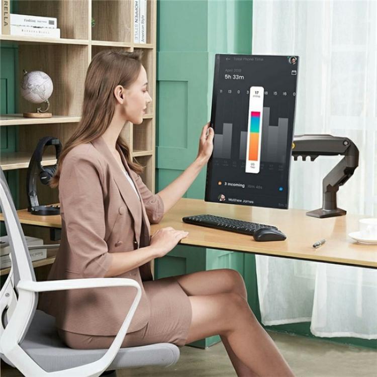 NORTH BAYOU F80 White Adjustable Height Mechanical Desk Mount 17-30 Inch Displays Stand - TV Brackets & Mounts by buy2fix | Online Shopping UK | buy2fix