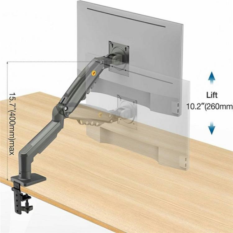 NORTH BAYOU F80 White Adjustable Height Mechanical Desk Mount 17-30 Inch Displays Stand - TV Brackets & Mounts by buy2fix | Online Shopping UK | buy2fix