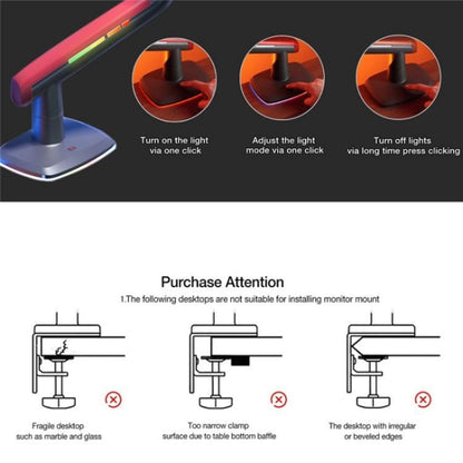 NORTH BAYOU L50 32-60 Inch Gaming Screen RGB Light Curved Ultrawide Flat Monitor Stand - TV Brackets & Mounts by buy2fix | Online Shopping UK | buy2fix