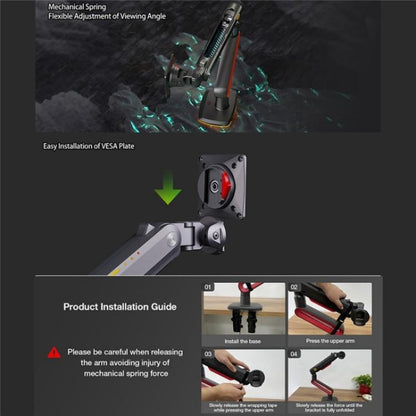 NORTH BAYOU L60 RGB Light Desk Mount Bracket 32-60 Inch Gaming Monitor Arm Stand - TV Brackets & Mounts by buy2fix | Online Shopping UK | buy2fix