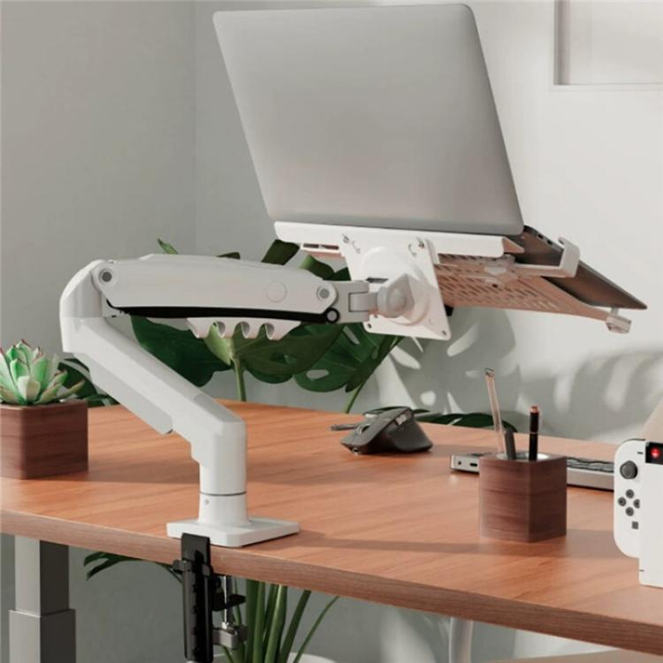 NORTH BAYOU F80-FP For 17-30 Inch Laptop Height Adjustable Desktop Mount Bracket(White) - Laptop Stand by buy2fix | Online Shopping UK | buy2fix