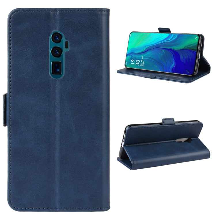 Dual-side Magnetic Buckle Horizontal Flip Leather Case for OPPO Reno 10x Zoom, with Holder & Card Slots & Wallet & Photo Frame(Dark Blue) - OPPO Cases by buy2fix | Online Shopping UK | buy2fix