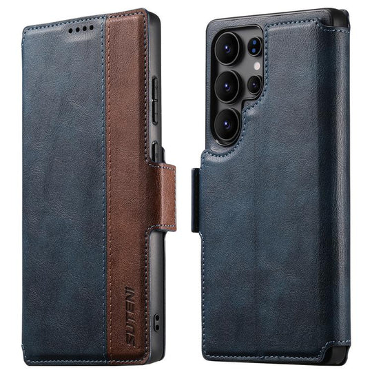 For Samsung Galaxy S24 Ultra 5G Suteni Q07 2-in-1 Multi-function Detachable Wallet MagSafe Phone Case(Blue)