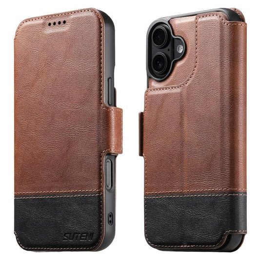 For iPhone 16 Suteni Q06 2-in-1 Multi-function Detachable Wallet MagSafe Phone Case(Brown) - iPhone 16 Cases by Suteni | Online Shopping UK | buy2fix