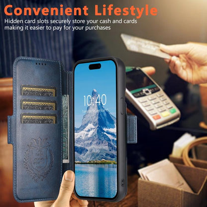 For iPhone 15 Plus Suteni Q06 2-in-1 Multi-function Detachable Wallet MagSafe Phone Case(Blue) - iPhone 15 Plus Cases by Suteni | Online Shopping UK | buy2fix
