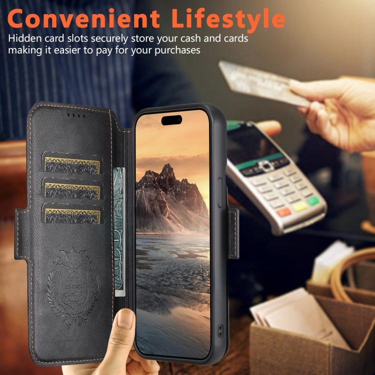 For iPhone 14 Plus Suteni Q06 2-in-1 Multi-function Detachable Wallet MagSafe Phone Case(Black) - iPhone 14 Plus Cases by Suteni | Online Shopping UK | buy2fix