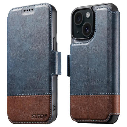 For iPhone 14 Plus Suteni Q06 2-in-1 Multi-function Detachable Wallet MagSafe Phone Case(Blue) - iPhone 14 Plus Cases by Suteni | Online Shopping UK | buy2fix