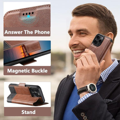 For iPhone 14 Suteni Q06 2-in-1 Multi-function Detachable Wallet MagSafe Phone Case(Brown) - iPhone 14 Cases by Suteni | Online Shopping UK | buy2fix