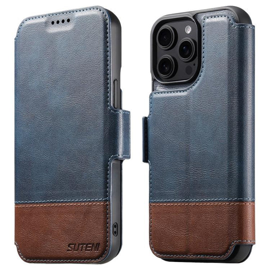 For iPhone 14 Pro Suteni Q06 2-in-1 Multi-function Detachable Wallet MagSafe Phone Case(Blue)