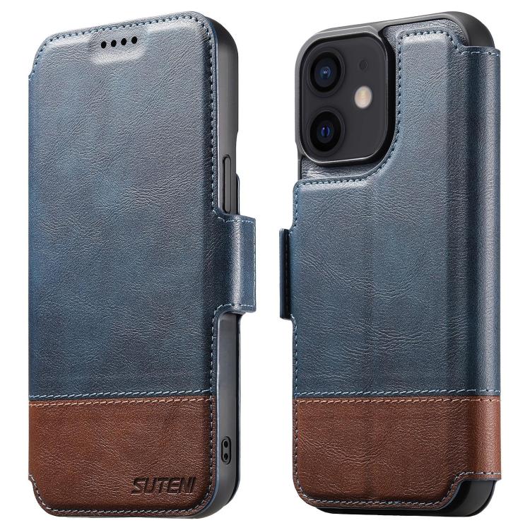 For iPhone 12 Suteni Q06 2-in-1 Multi-function Detachable Wallet MagSafe Phone Case(Blue) - iPhone 12 / 12 Pro Cases by Suteni | Online Shopping UK | buy2fix