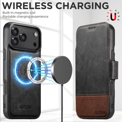 For iPhone 17 Pro Max Suteni Q06 2-in-1 Multi-function Detachable Wallet MagSafe Phone Case(Black) - iPhone 17 Pro Max Cases by Suteni | Online Shopping UK | buy2fix