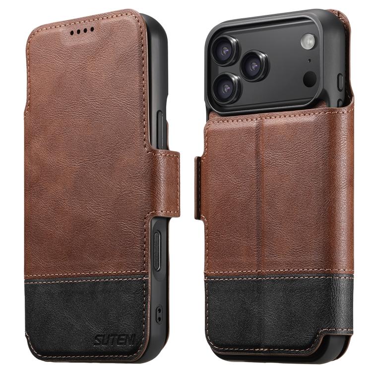 For iPhone 17 Pro Max Suteni Q06 2-in-1 Multi-function Detachable Wallet MagSafe Phone Case(Brown) - iPhone 17 Pro Max Cases by Suteni | Online Shopping UK | buy2fix