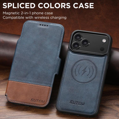 For iPhone 17 Pro Max Suteni Q06 2-in-1 Multi-function Detachable Wallet MagSafe Phone Case(Blue) - iPhone 17 Pro Max Cases by Suteni | Online Shopping UK | buy2fix