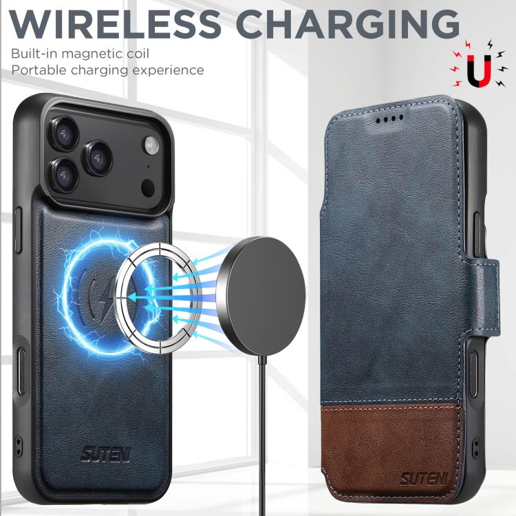 For iPhone 17 Pro Max Suteni Q06 2-in-1 Multi-function Detachable Wallet MagSafe Phone Case(Blue) - iPhone 17 Pro Max Cases by Suteni | Online Shopping UK | buy2fix