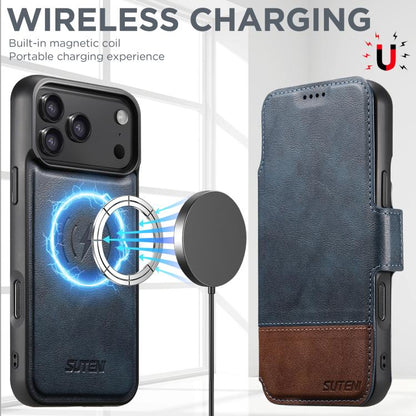 For iPhone 17 Pro Max Suteni Q06 2-in-1 Multi-function Detachable Wallet MagSafe Phone Case(Blue) - iPhone 17 Pro Max Cases by Suteni | Online Shopping UK | buy2fix