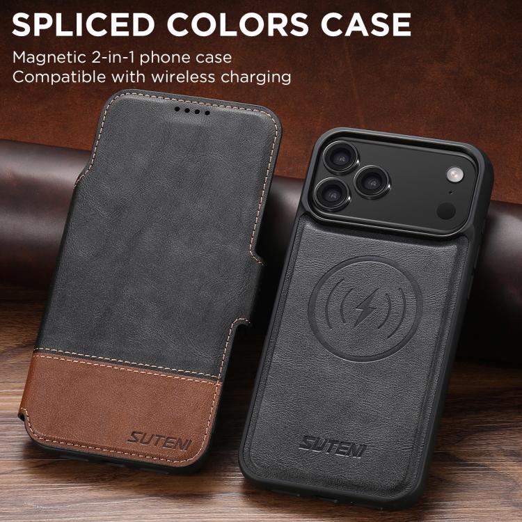 For iPhone 17 Pro Suteni Q06 2-in-1 Multi-function Detachable Wallet MagSafe Phone Case(Black) - iPhone 17 Pro Cases by Suteni | Online Shopping UK | buy2fix