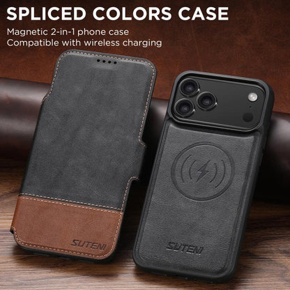 For iPhone 17 Pro Suteni Q06 2-in-1 Multi-function Detachable Wallet MagSafe Phone Case(Black) - iPhone 17 Pro Cases by Suteni | Online Shopping UK | buy2fix
