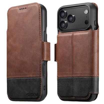 For iPhone 17 Pro Suteni Q06 2-in-1 Multi-function Detachable Wallet MagSafe Phone Case(Brown) - iPhone 17 Pro Cases by Suteni | Online Shopping UK | buy2fix