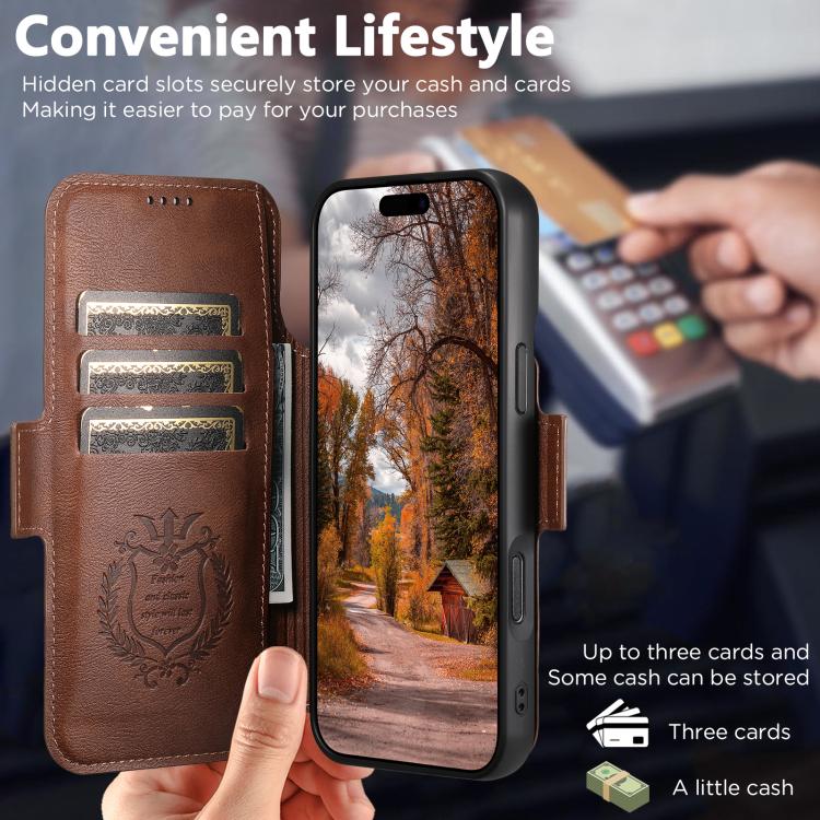 For iPhone 17 Pro Suteni Q06 2-in-1 Multi-function Detachable Wallet MagSafe Phone Case(Brown) - iPhone 17 Pro Cases by Suteni | Online Shopping UK | buy2fix