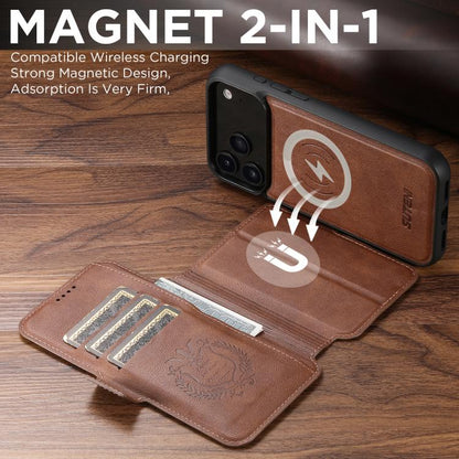 For iPhone 17 Pro Suteni Q06 2-in-1 Multi-function Detachable Wallet MagSafe Phone Case(Brown) - iPhone 17 Pro Cases by Suteni | Online Shopping UK | buy2fix