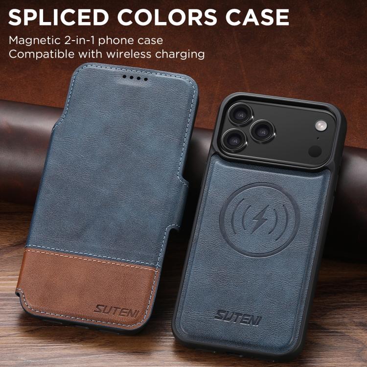 For iPhone 17 Pro Suteni Q06 2-in-1 Multi-function Detachable Wallet MagSafe Phone Case(Blue) - iPhone 17 Pro Cases by Suteni | Online Shopping UK | buy2fix