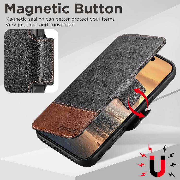 For iPhone Air Suteni Q06 2-in-1 Multi-function Detachable Wallet MagSafe Phone Case(Black) - iPhone Air Cases by Suteni | Online Shopping UK | buy2fix