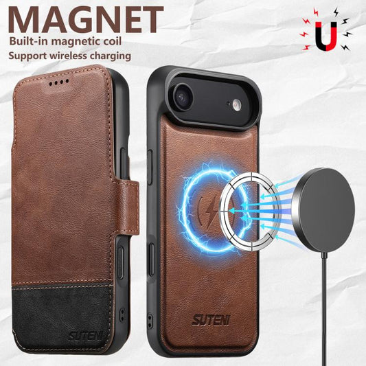 For iPhone 17 Air Suteni Q06 2-in-1 Multi-function Detachable Wallet MagSafe Phone Case(Brown) - iPhone 17 Air Cases by Suteni | Online Shopping UK | buy2fix