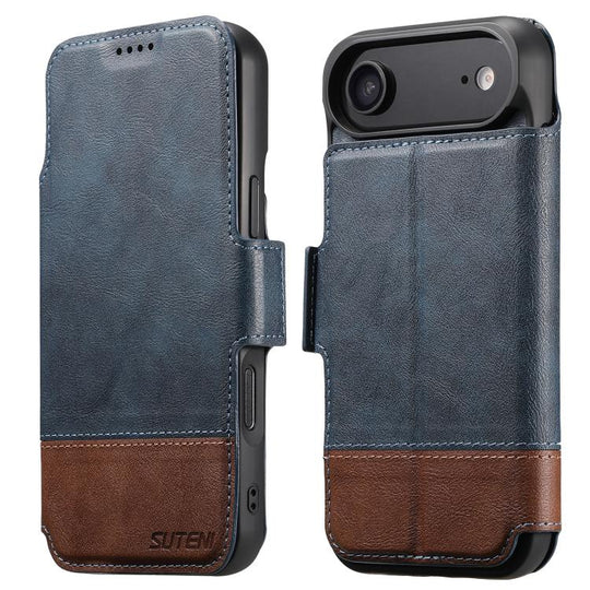 For iPhone Air Suteni Q06 2-in-1 Multi-function Detachable Wallet MagSafe Phone Case(Blue)
