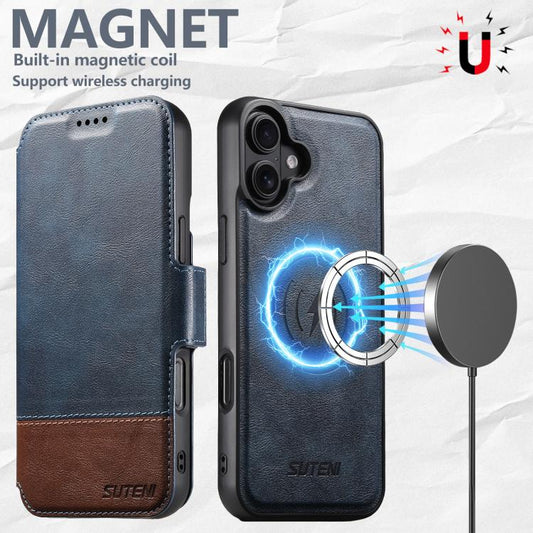 For iPhone 17 Suteni Q06 2-in-1 Multi-function Detachable Wallet MagSafe Phone Case(Blue) - iPhone 17 Cases by Suteni | Online Shopping UK | buy2fix