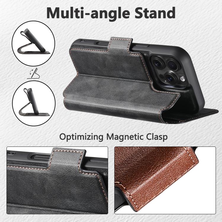 For iPhone 16 Pro Max Suteni Q07 2-in-1 Multi-function Detachable Wallet MagSafe Phone Case(Black) - iPhone 16 Pro Max Cases by Suteni | Online Shopping UK | buy2fix