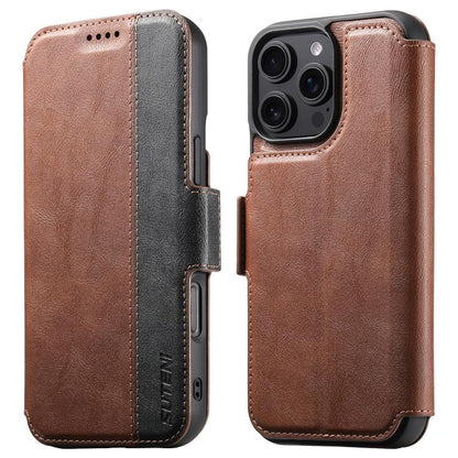 For iPhone 16 Pro Suteni Q07 2-in-1 Multi-function Detachable Wallet MagSafe Phone Case(Brown) - iPhone 16 Pro Cases by Suteni | Online Shopping UK | buy2fix
