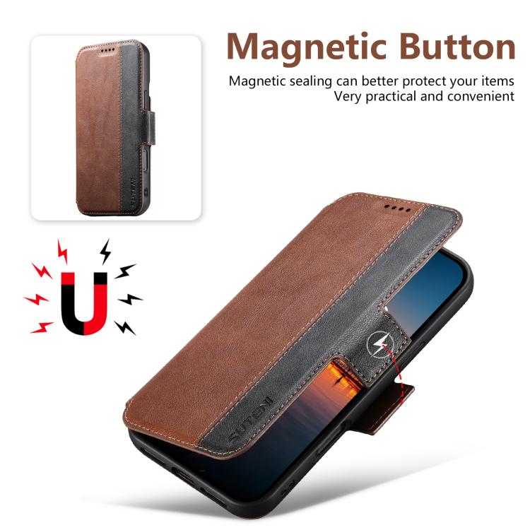 For iPhone 16 Suteni Q07 2-in-1 Multi-function Detachable Wallet MagSafe Phone Case(Brown) - iPhone 16 Cases by Suteni | Online Shopping UK | buy2fix