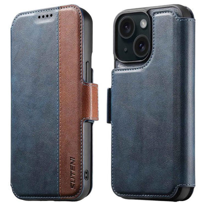 For iPhone 15 Plus Suteni Q07 2-in-1 Multi-function Detachable Wallet MagSafe Phone Case(Blue) - iPhone 15 Plus Cases by Suteni | Online Shopping UK | buy2fix
