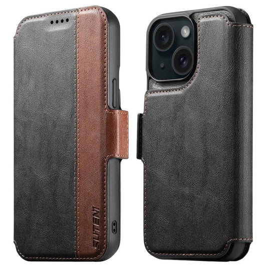 For iPhone 14 Plus Suteni Q07 2-in-1 Multi-function Detachable Wallet MagSafe Phone Case(Black) - iPhone 14 Plus Cases by Suteni | Online Shopping UK | buy2fix