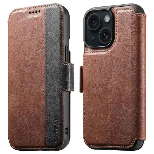 For iPhone 14 Plus Suteni Q07 2-in-1 Multi-function Detachable Wallet MagSafe Phone Case(Brown) - iPhone 14 Plus Cases by Suteni | Online Shopping UK | buy2fix