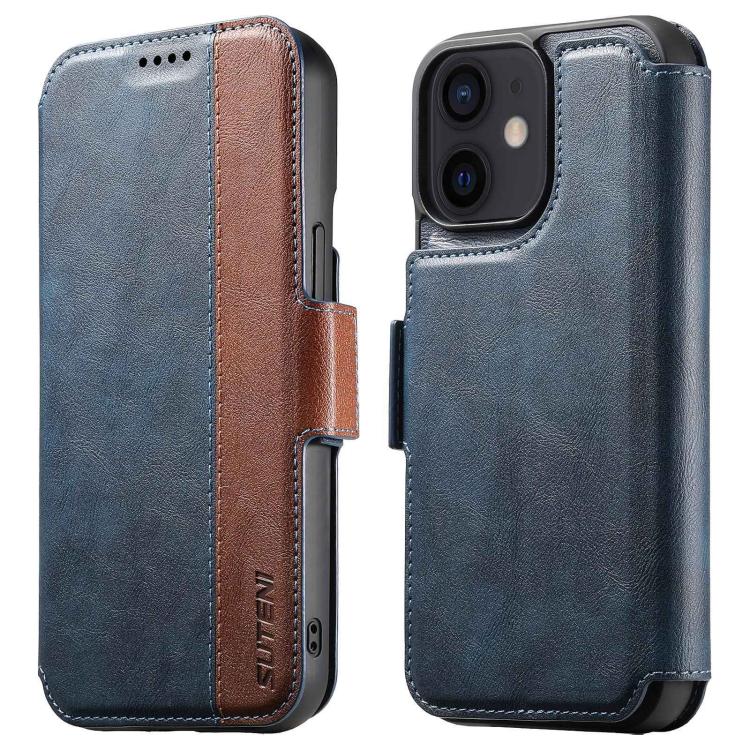 For iPhone 12 Suteni Q07 2-in-1 Multi-function Detachable Wallet MagSafe Phone Case(Blue) - iPhone 12 / 12 Pro Cases by Suteni | Online Shopping UK | buy2fix