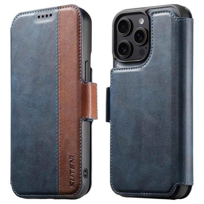 For iPhone 12 Pro Max Suteni Q07 2-in-1 Multi-function Detachable Wallet MagSafe Phone Case(Blue) - iPhone 12 Pro Max Cases by Suteni | Online Shopping UK | buy2fix