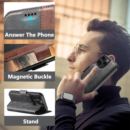 For iPhone 17 Air Suteni Q07 2-in-1 Multi-function Detachable Wallet MagSafe Phone Case(Black) - iPhone 17 Air Cases by Suteni | Online Shopping UK | buy2fix