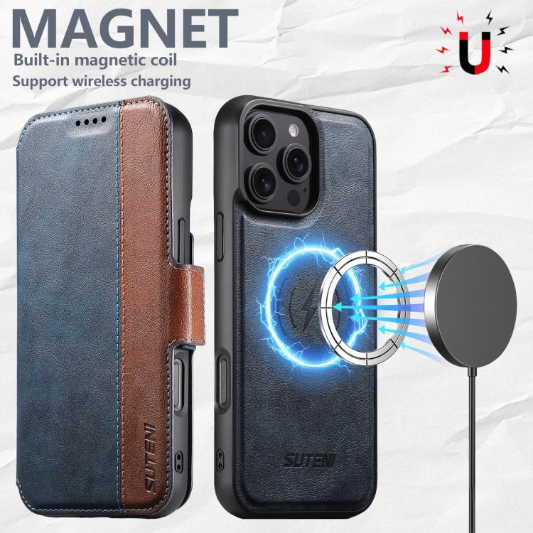 For iPhone Air Suteni Q07 2-in-1 Multi-function Detachable Wallet MagSafe Phone Case(Blue) - iPhone Air Cases by Suteni | Online Shopping UK | buy2fix