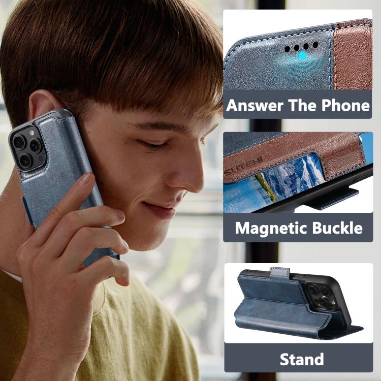 For iPhone Air Suteni Q07 2-in-1 Multi-function Detachable Wallet MagSafe Phone Case(Blue) - iPhone Air Cases by Suteni | Online Shopping UK | buy2fix