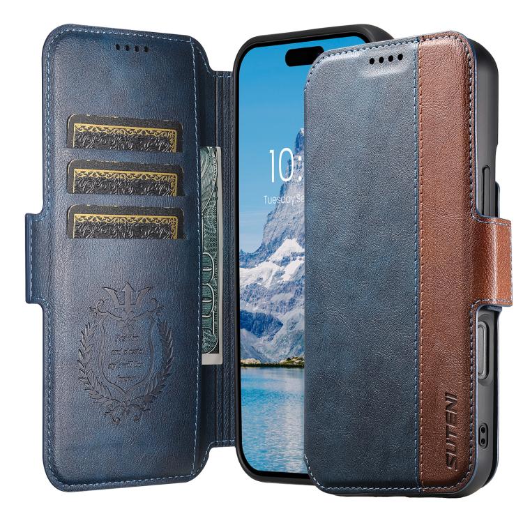 For iPhone 17 Suteni Q07 2-in-1 Multi-function Detachable Wallet MagSafe Phone Case(Blue) - iPhone 17 Cases by Suteni | Online Shopping UK | buy2fix