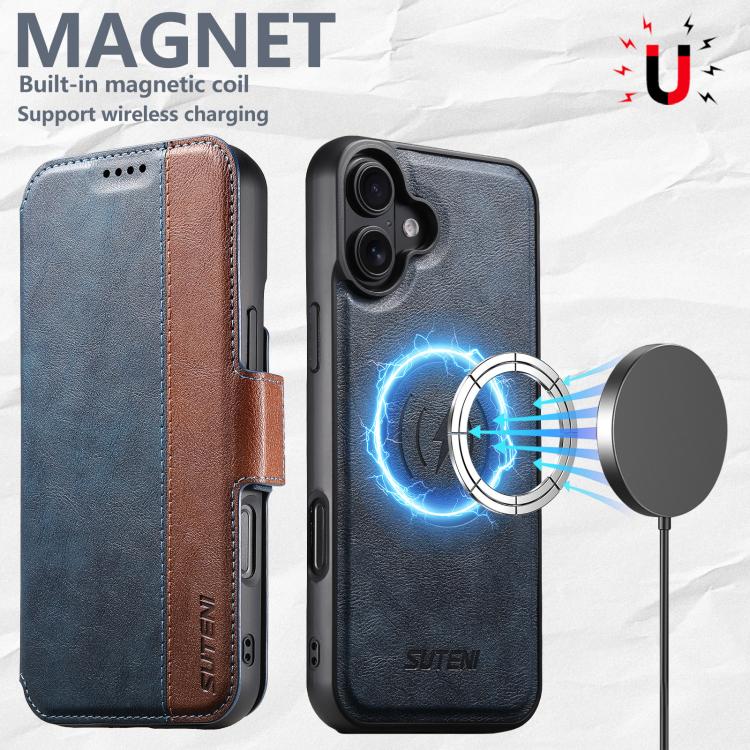 For iPhone 17 Suteni Q07 2-in-1 Multi-function Detachable Wallet MagSafe Phone Case(Blue) - iPhone 17 Cases by Suteni | Online Shopping UK | buy2fix