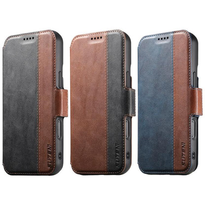 For iPhone 14 Suteni Q07 2-in-1 Multi-function Detachable Wallet MagSafe Phone Case(Blue) - iPhone 14 Cases by Suteni | Online Shopping UK | buy2fix