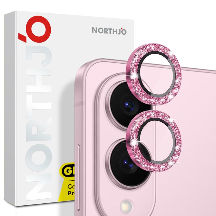 For Samsung Galaxy S25 Edge 5G NORTHJO 1 Set Camera Lens Protector Glitter Metal Ring Film(Pink) - For Samsung by NORTHJO | Online Shopping UK | buy2fix